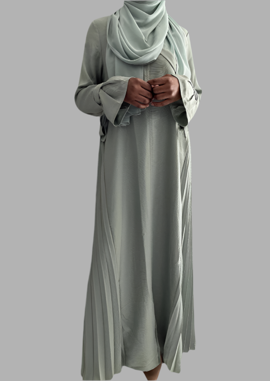HAYA ABAYA WITH MATCHING HIJAB IN Green Larger - Medium / Light Green HAYA ABAYA WITH MATCHING HIJAB IN Green Larger - Medium / Light Green