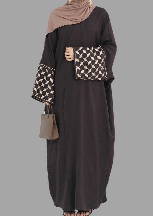 KEFFIYEH INSPIRED ABAYA IN COFFEE