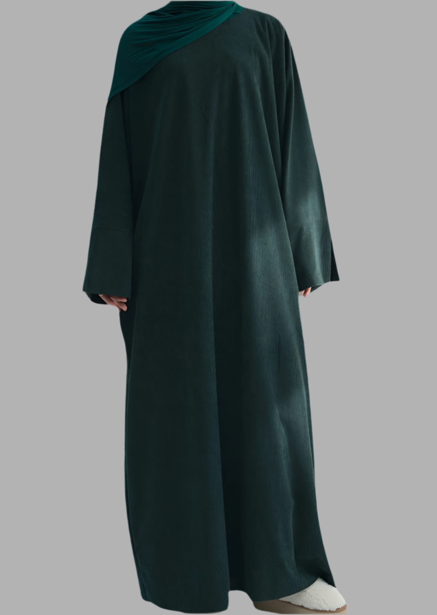 AMNA ABAYA IN DARK GREEN