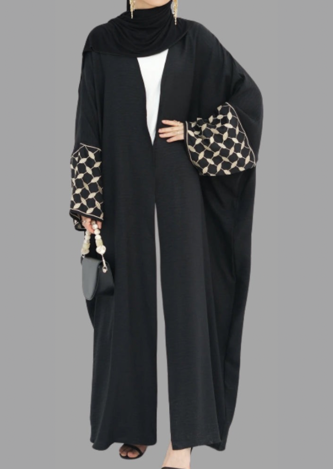 KEFFIYEH INSPIRED ABAYA IN BLACK