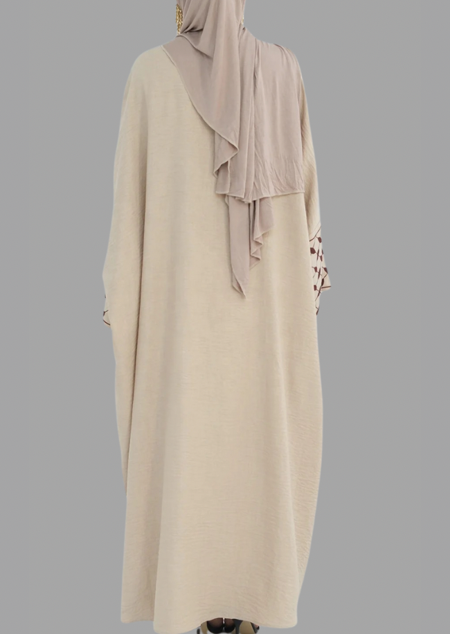 KEFFIYEH INSPIRED ABAYA IN BEIGE