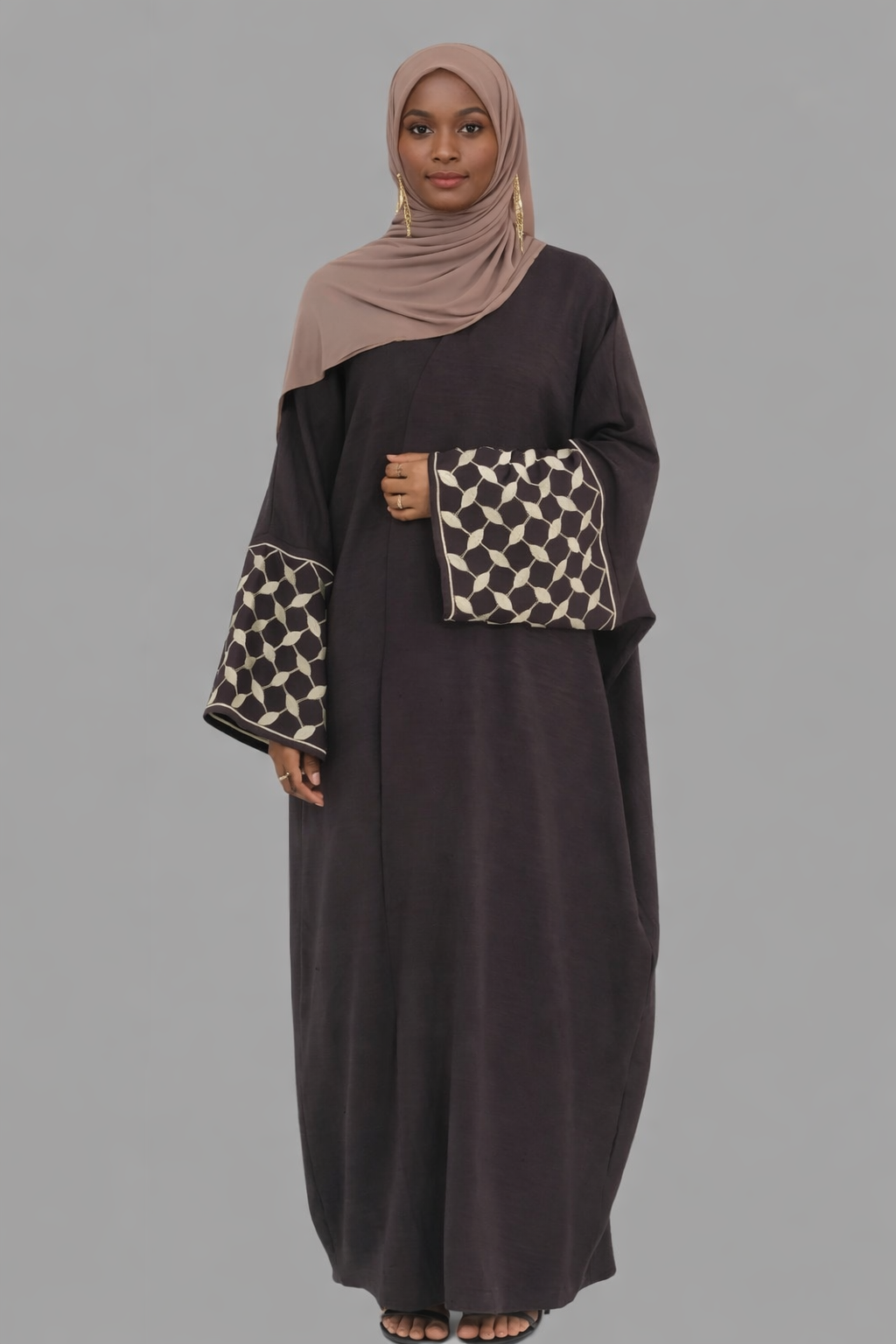 KEFFIYEH INSPIRED ABAYA IN COFFEE