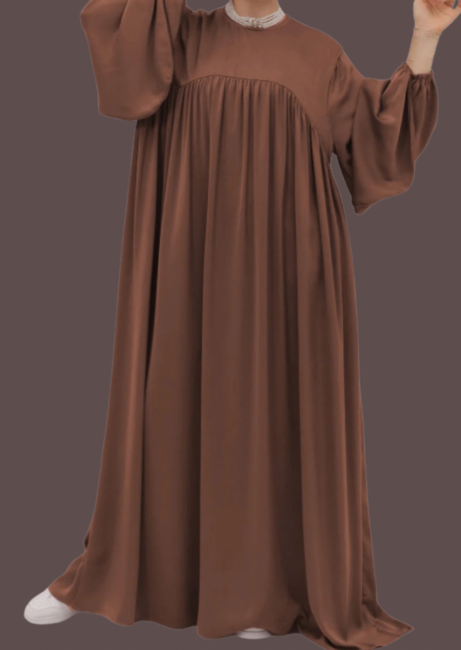 AYNA LARGER SATIN ABAYA WITH SCARF AND POCKET